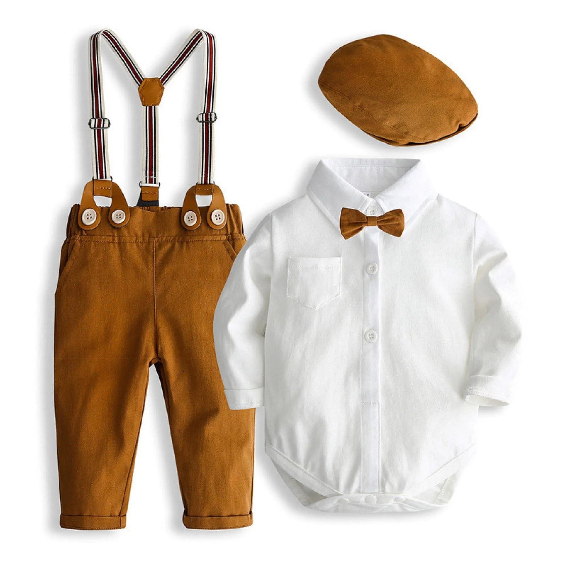 Charming Baby Boy Outfit with Bow Tie and Suspenders Formal and Stylish 0 3M