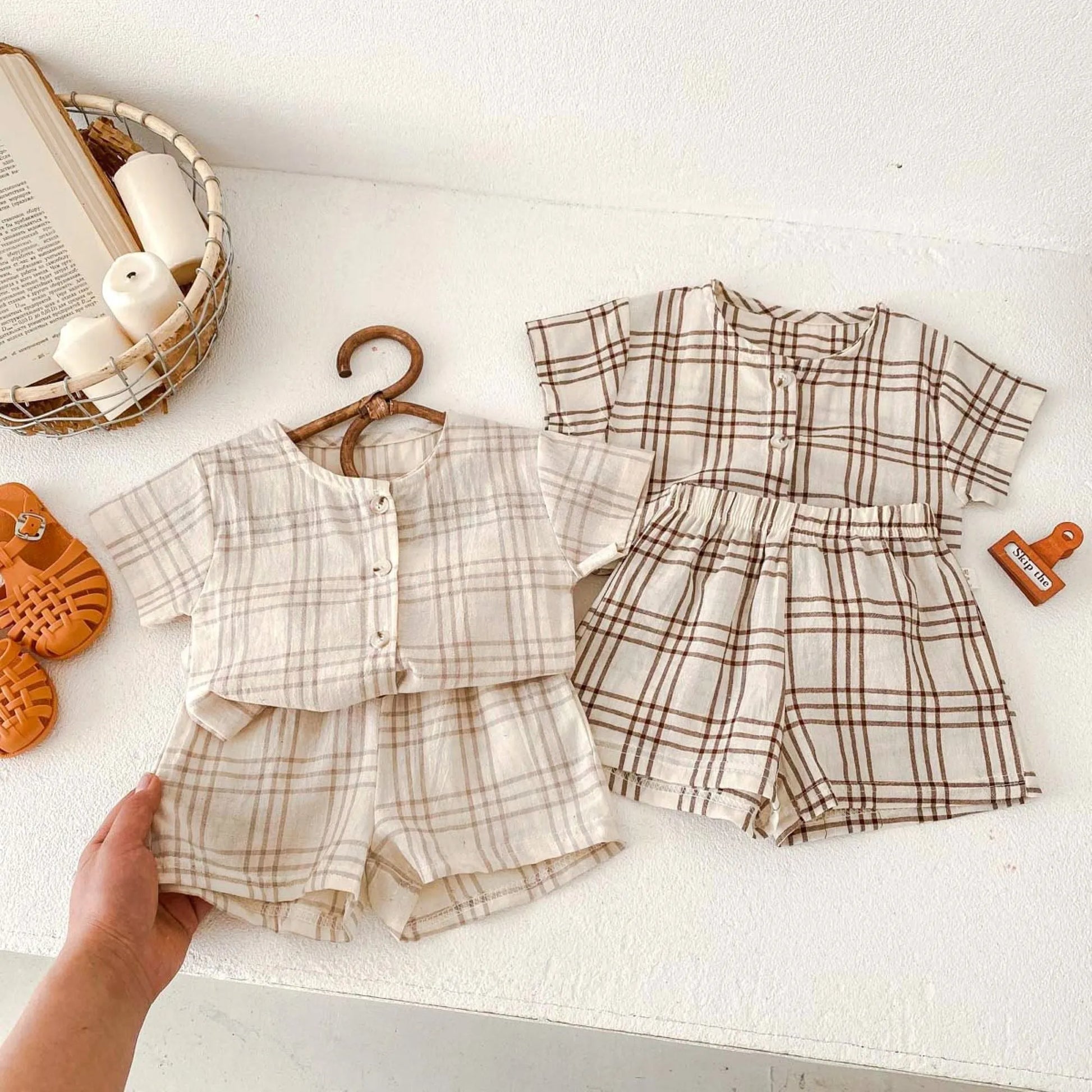 Pure Cotton Baby Clothes -Classic Plaid Baby Boy Set - BabZ