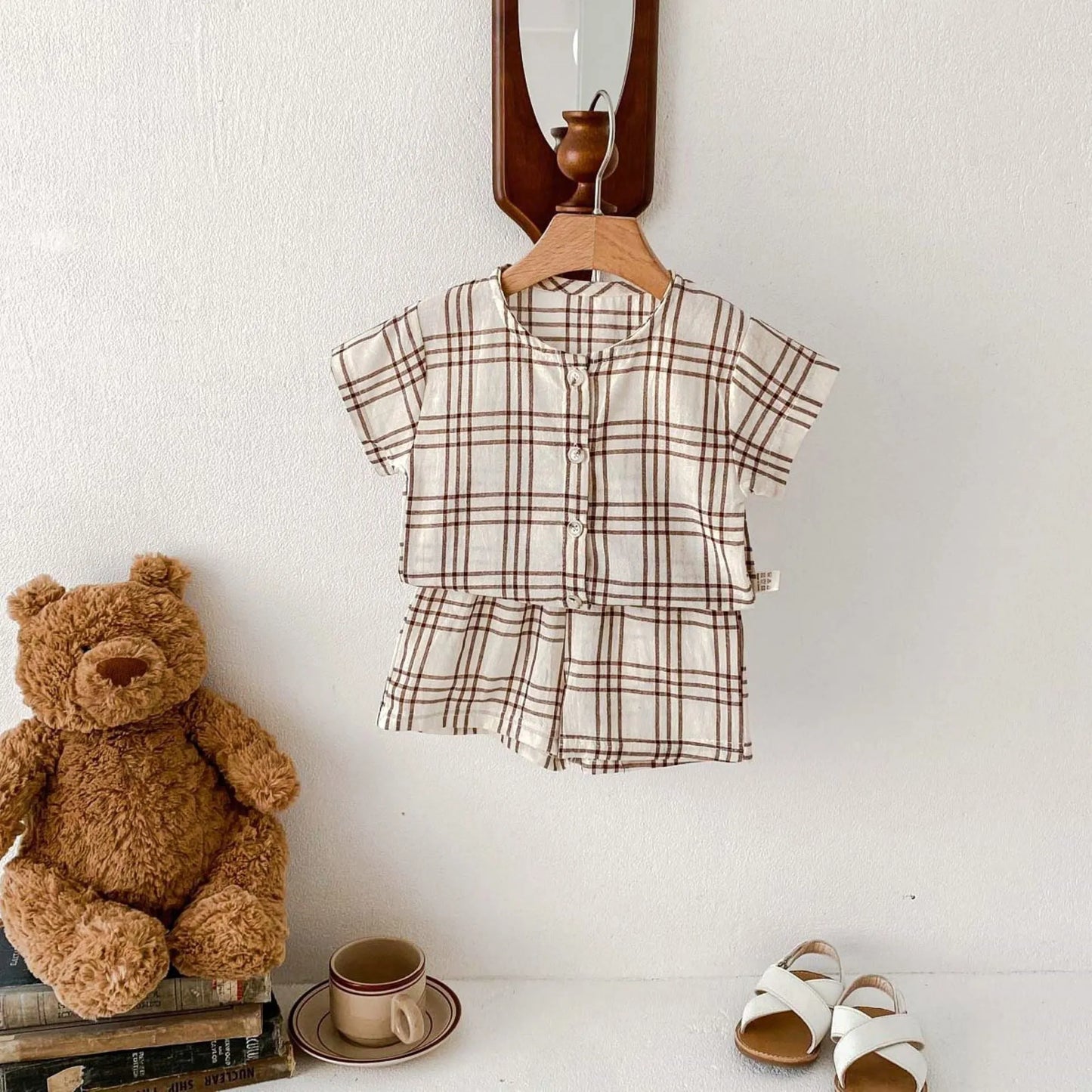 Pure Cotton Baby Clothes -Classic Plaid Baby Boy Set - BabZ